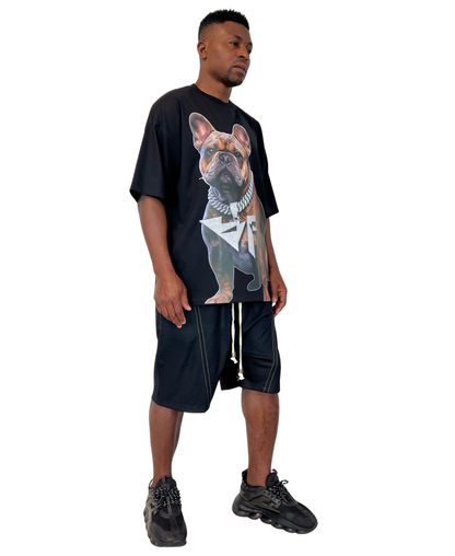 Compleu cu pantalon scurt si print pe tricou