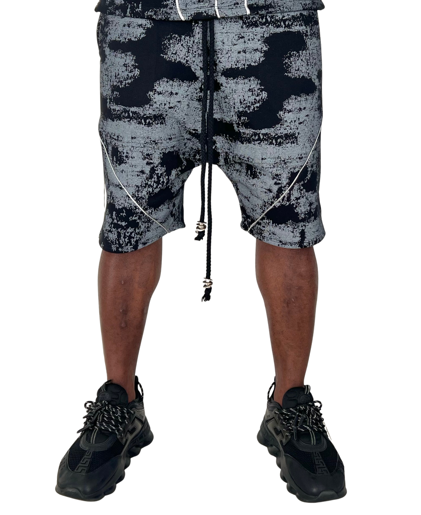 Pantaloni scurti negri/gri-faded