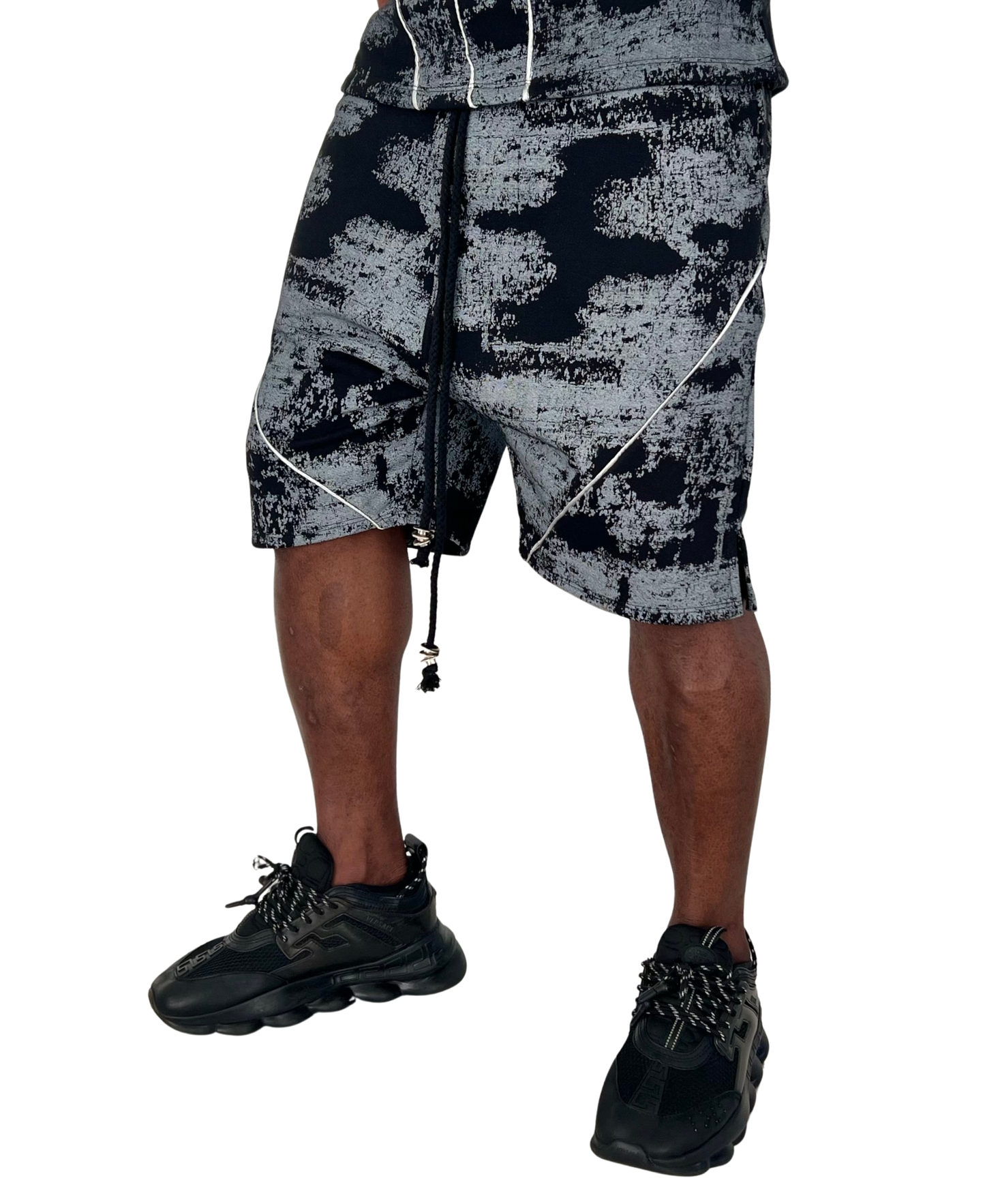 Pantaloni scurti negri/gri-faded