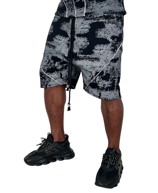 Pantaloni scurti negri/gri-faded