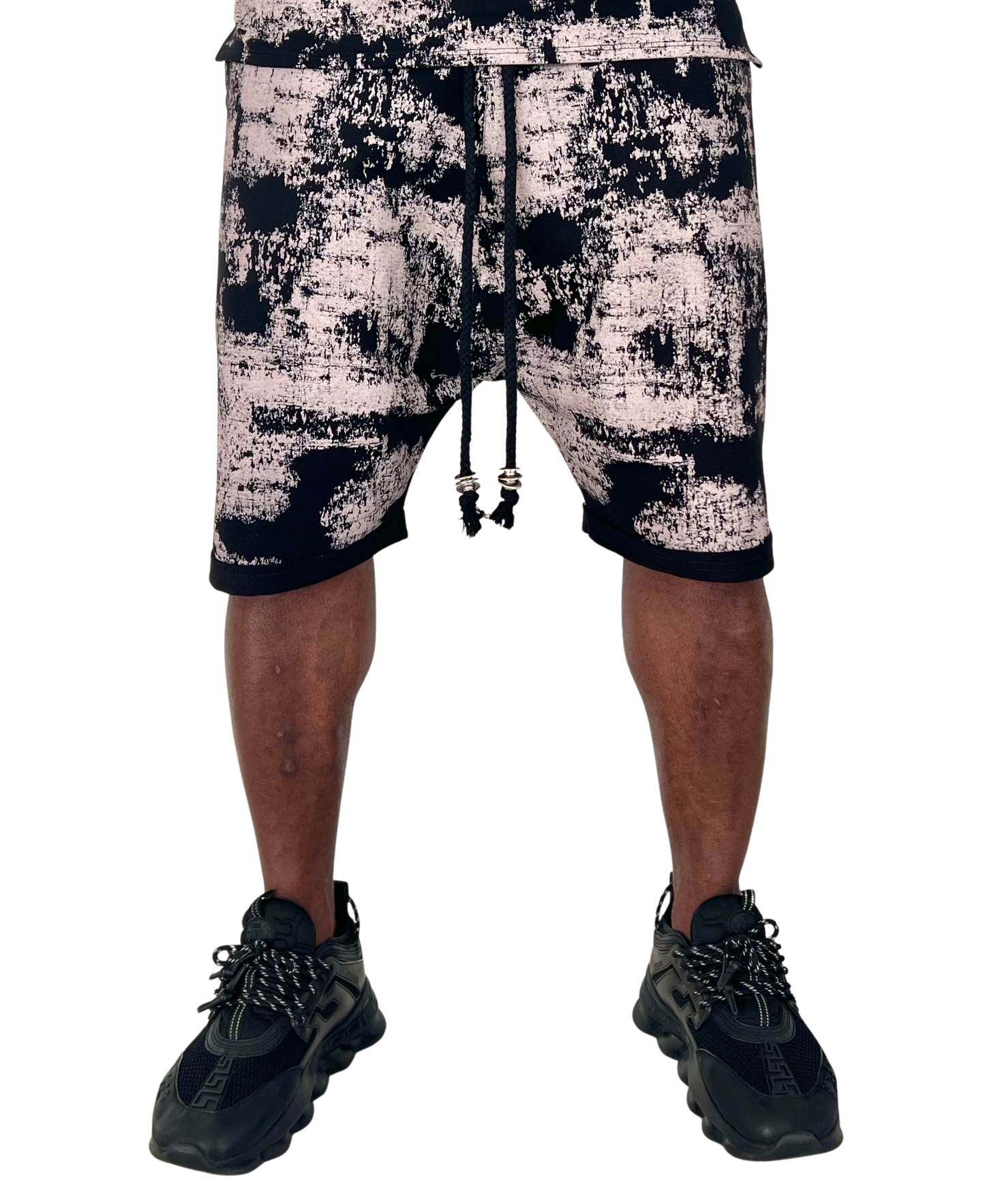 Pantaloni scurti negri/roz-faded