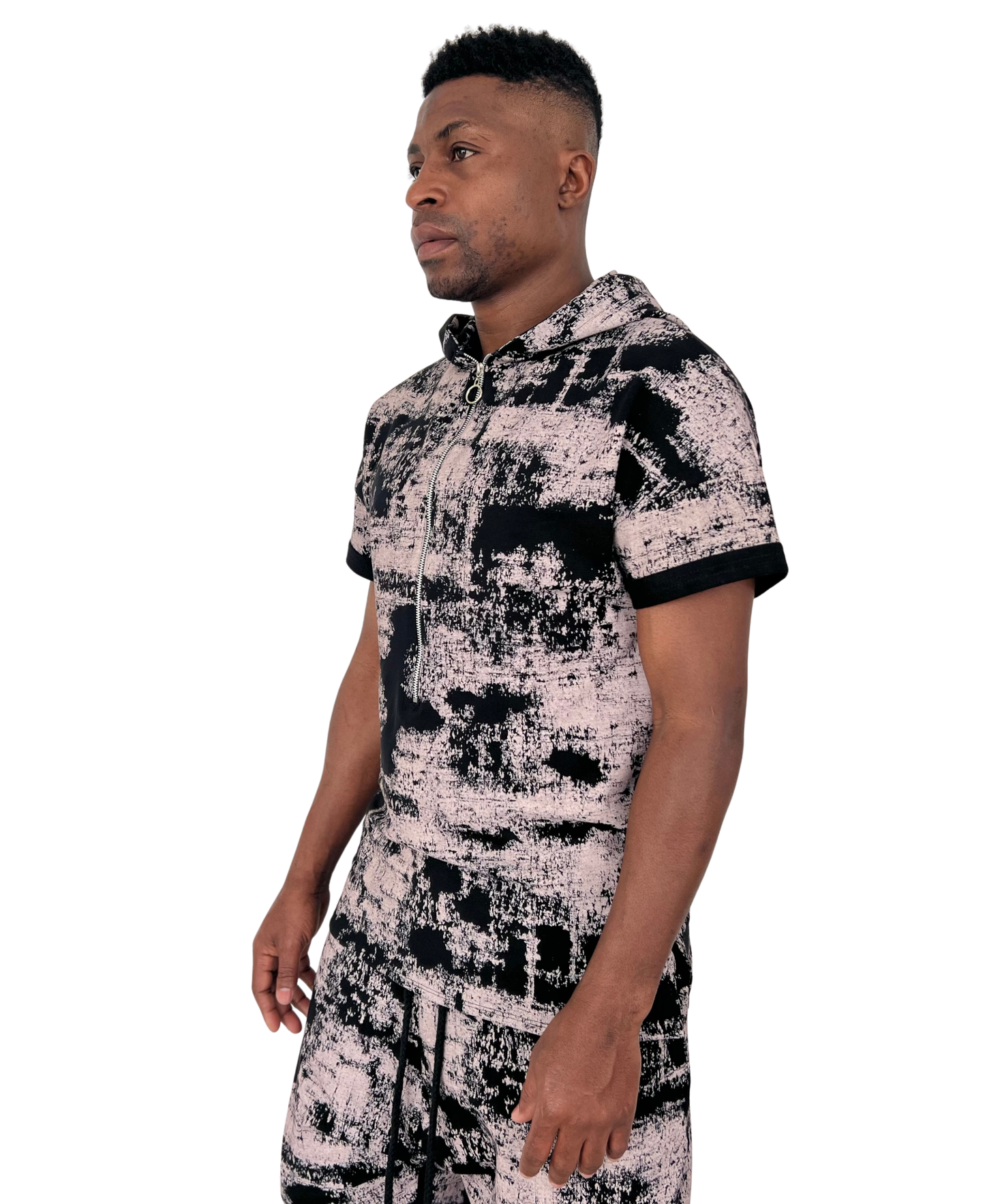 Tricou negru/roz-faded cu fermoar