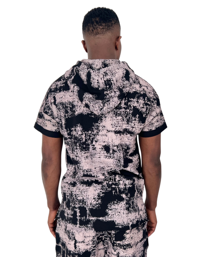 Tricou negru/roz-faded cu fermoar