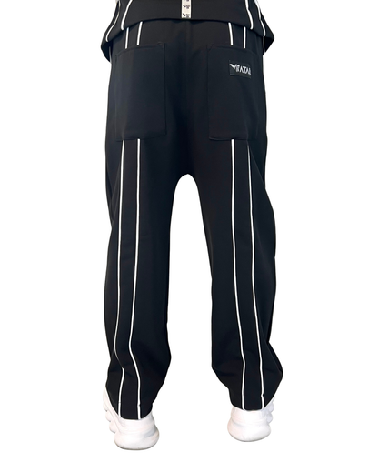 Pantaloni negru cu detalii albe