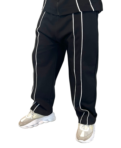 Pantaloni negru cu detalii albe