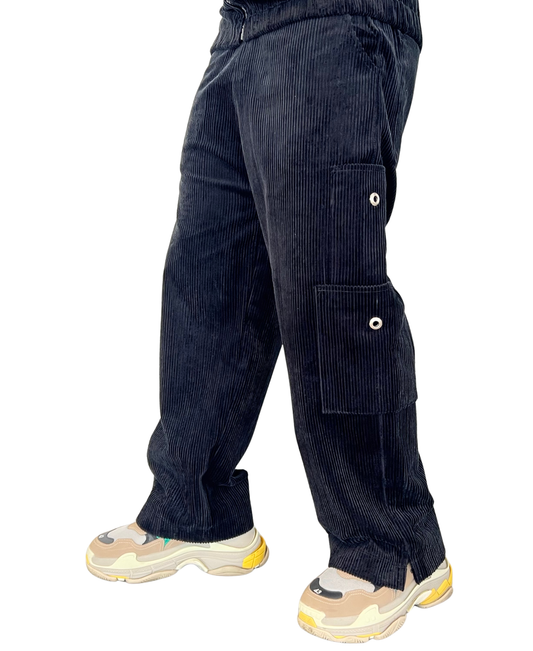 Pantaloni negru raiat