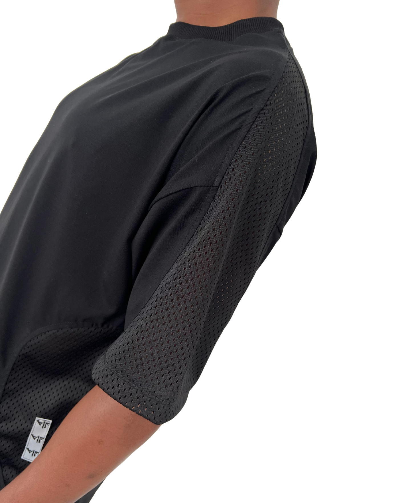 Compleu negru cu dunga din plasa neagra
