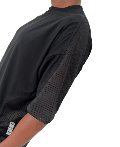 Compleu negru cu dunga din plasa neagra