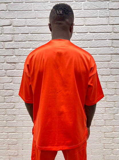 Tricou portocaliu cu decolteu