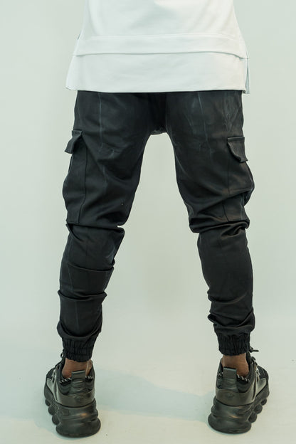 Blugi elasteci cu buzunare laterale (negru in degrade)