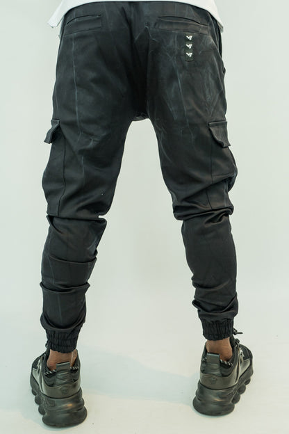 Blugi elasteci cu buzunare laterale (negru in degrade)