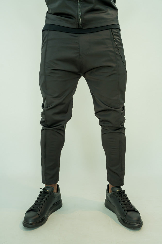 Pantaloni casual/elegant cu lant negru detasabil