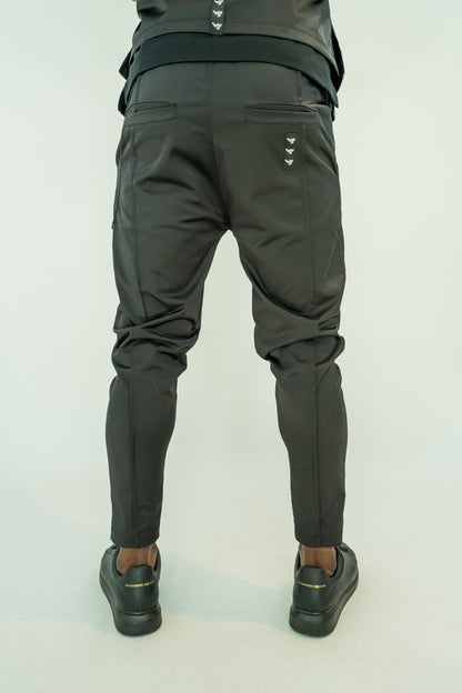 Pantaloni casual/elegant cu lant negru detasabil