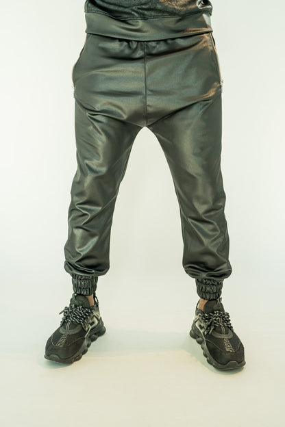 Pantaloni din material flexibil, de trening, cu buzunare cu fermoare