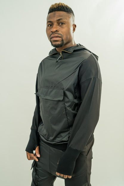 Hanorac in combinatie cu fas si maneca cu deget