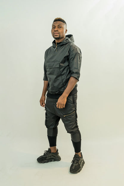 Pantaloni in combinatie de fas cu design din fermoare