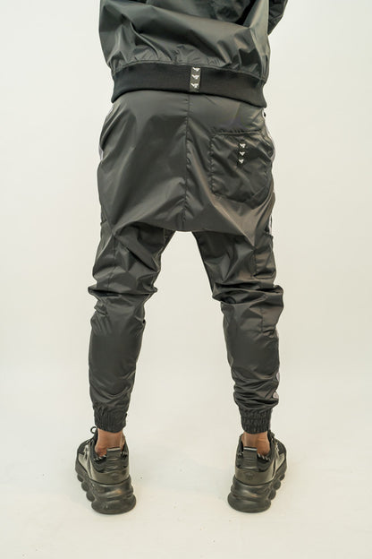 Pantaloni in combinatie de fas negru si gri