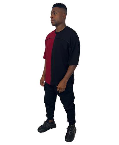 Tricou in combinatie negru/visiniu