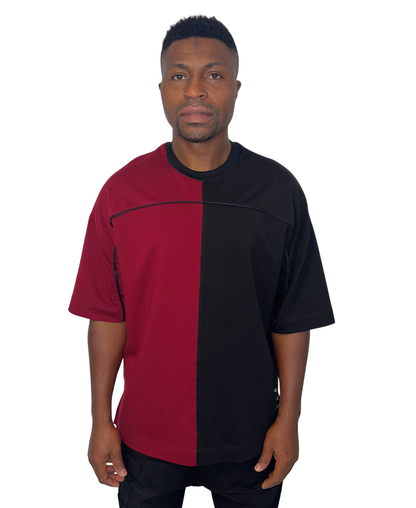 Tricou in combinatie negru/visiniu