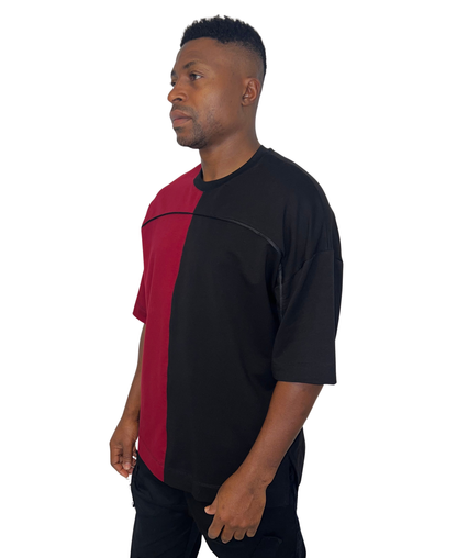 Tricou in combinatie negru/visiniu