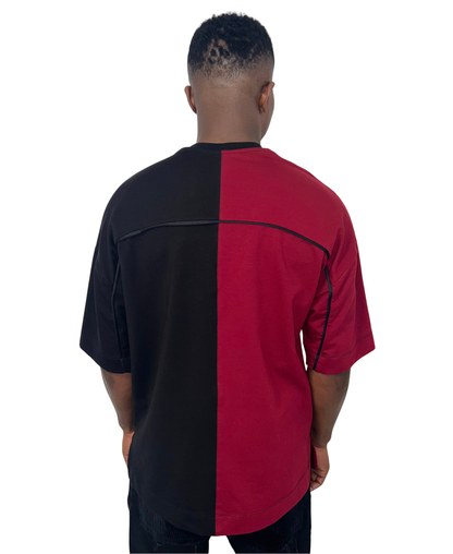 Tricou in combinatie negru/visiniu