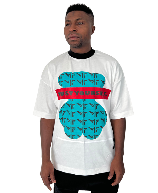 Tricou alb cu print ursulet