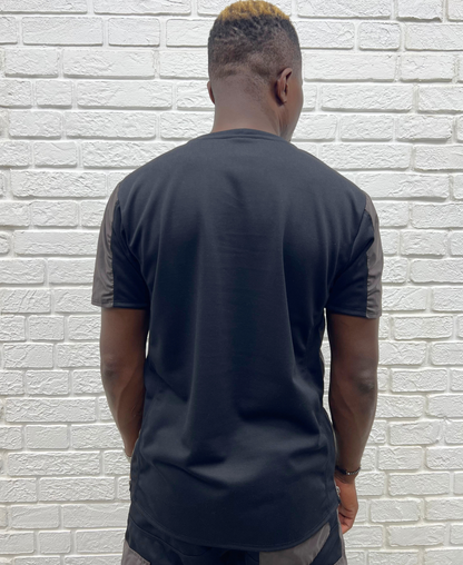 Tricou negru combinat cu fas catifelat