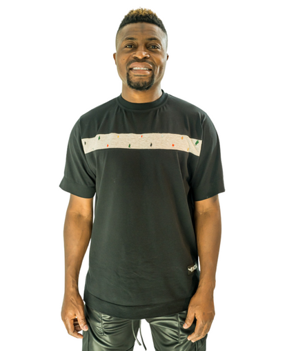Tricou negru cu detalii vopsite