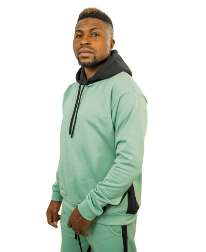 Hanorac verde menta cu dungi gri