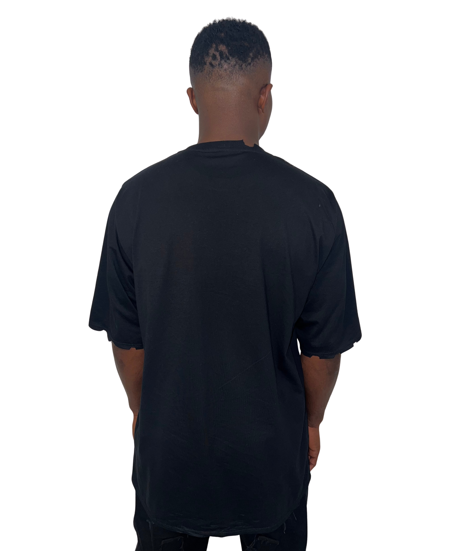 Tricou negru vopsit manual