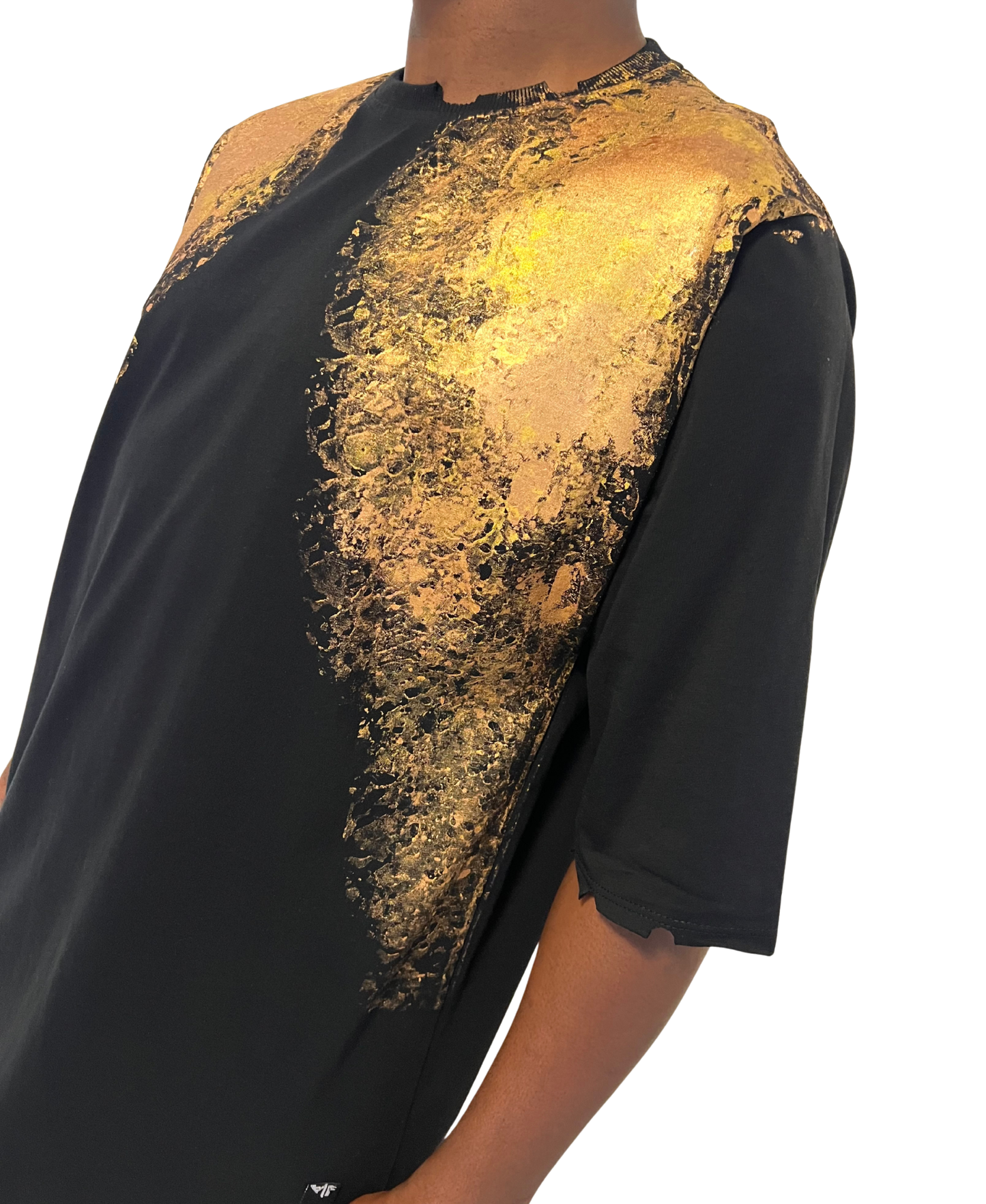 Tricou negru vopsit manual