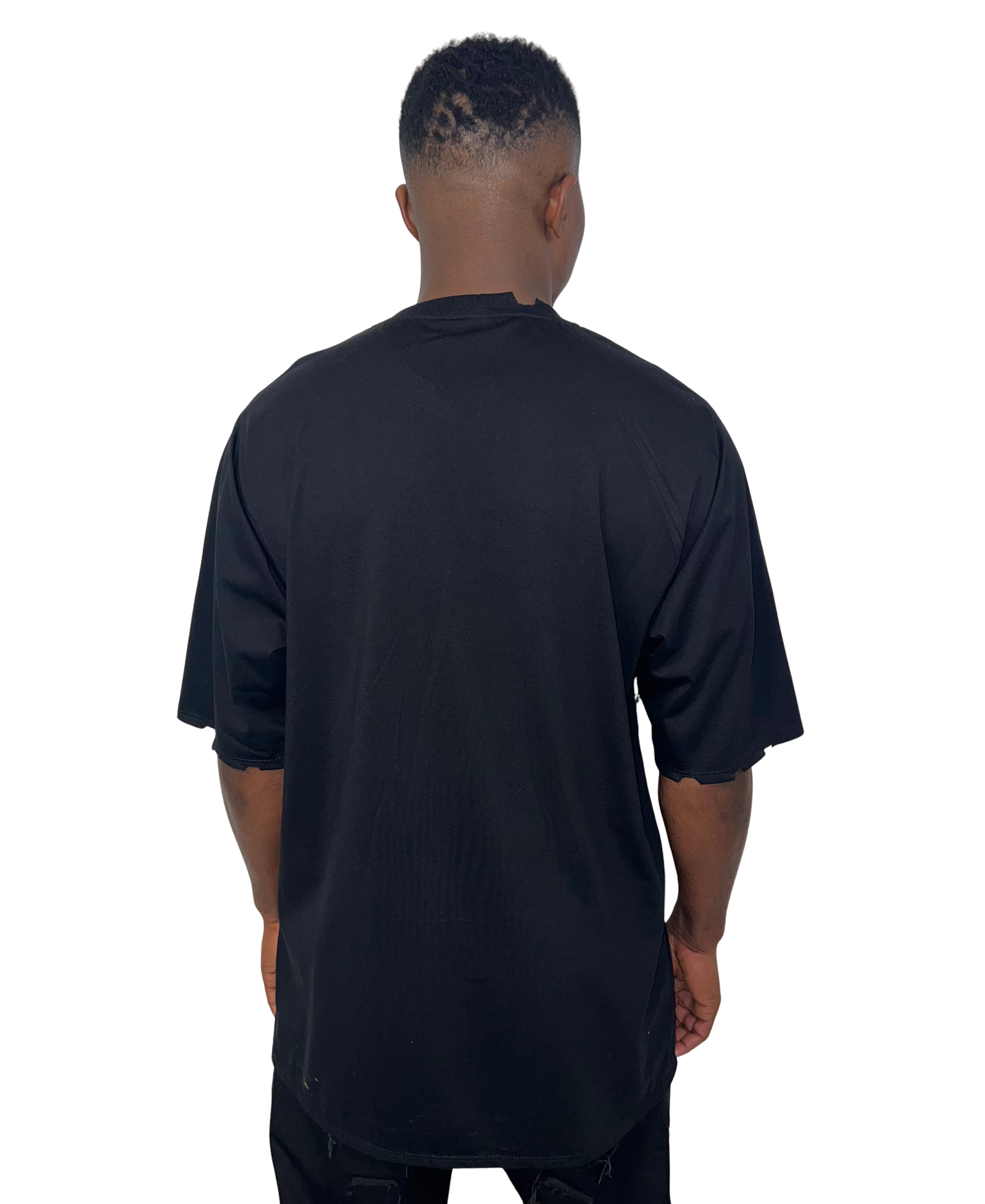 Tricou negru vopsit manual