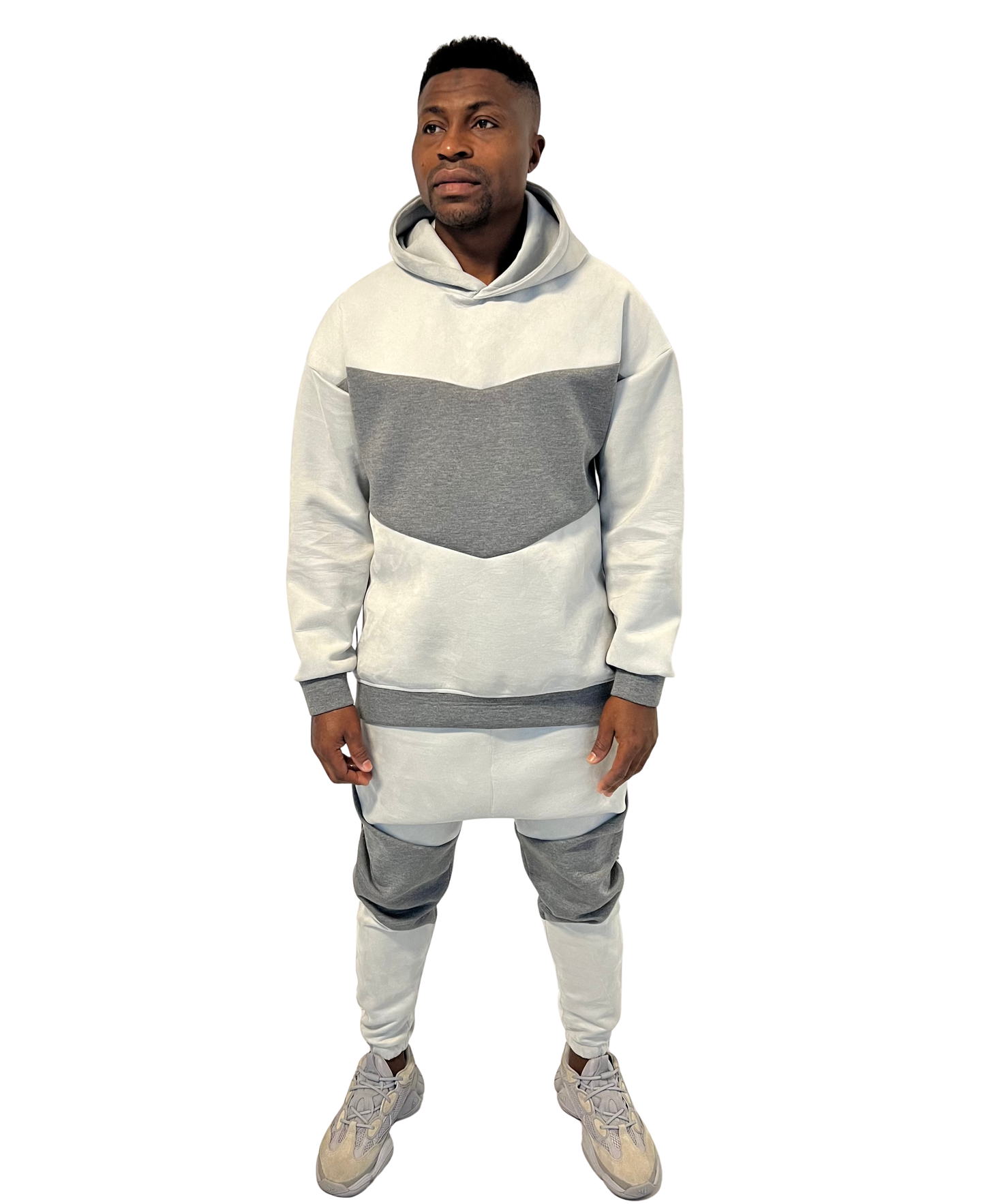 Trening in doua nuante de gri - din piele intoarsa (material dublat)