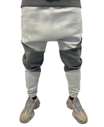 Pantaloni in doua nuante de gri - din piele intoarsa (material dublat)