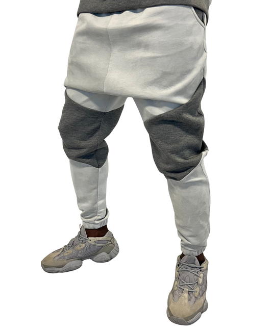 Pantaloni in doua nuante de gri - din piele intoarsa (material dublat)