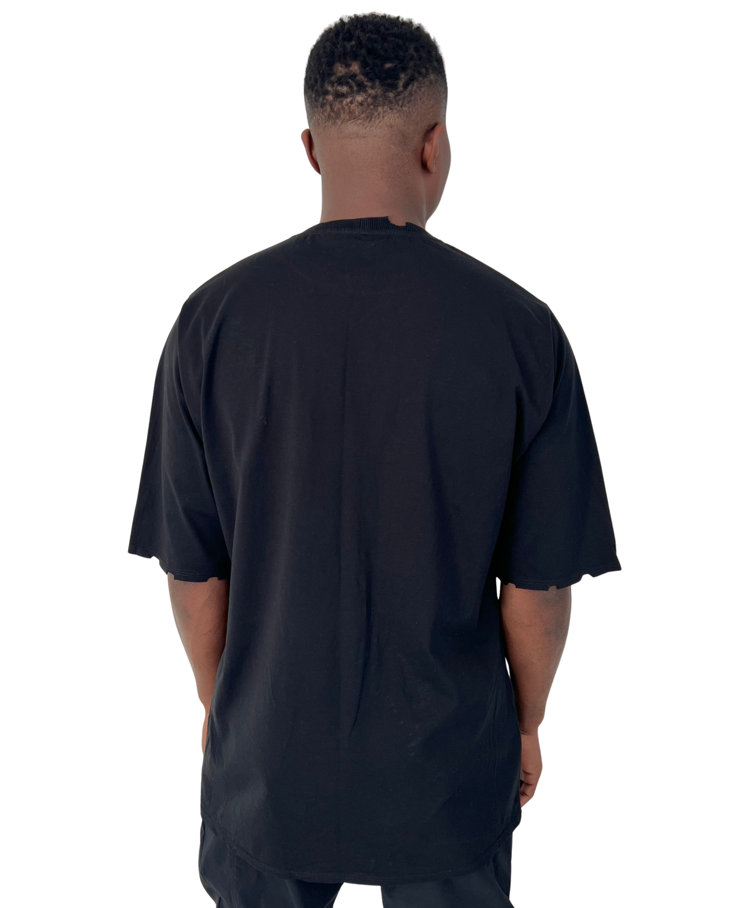Tricou negru inchis vopsit manual