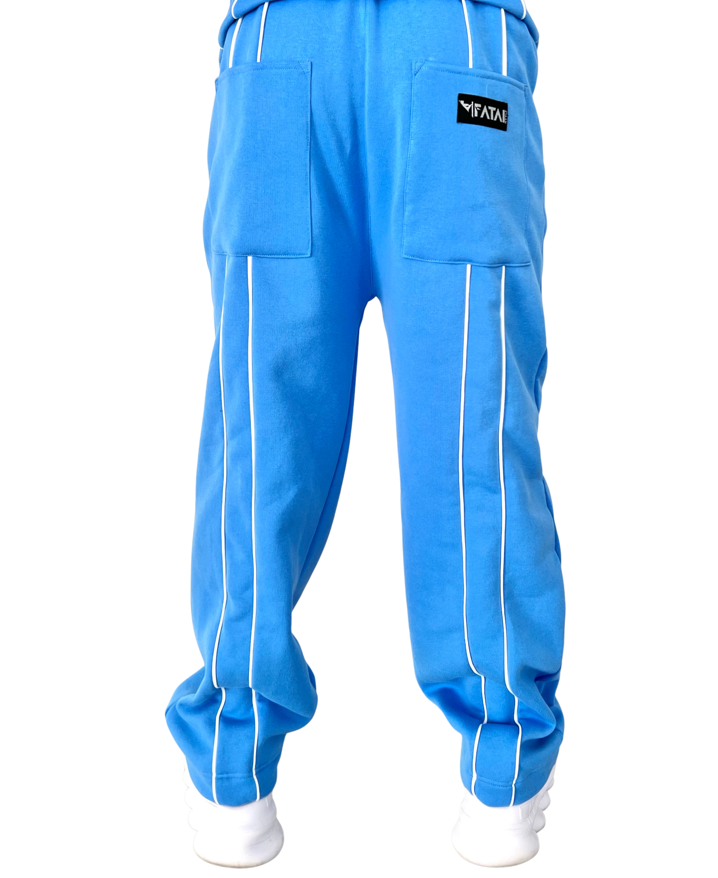 Pantaloni bleu cu detalii albe