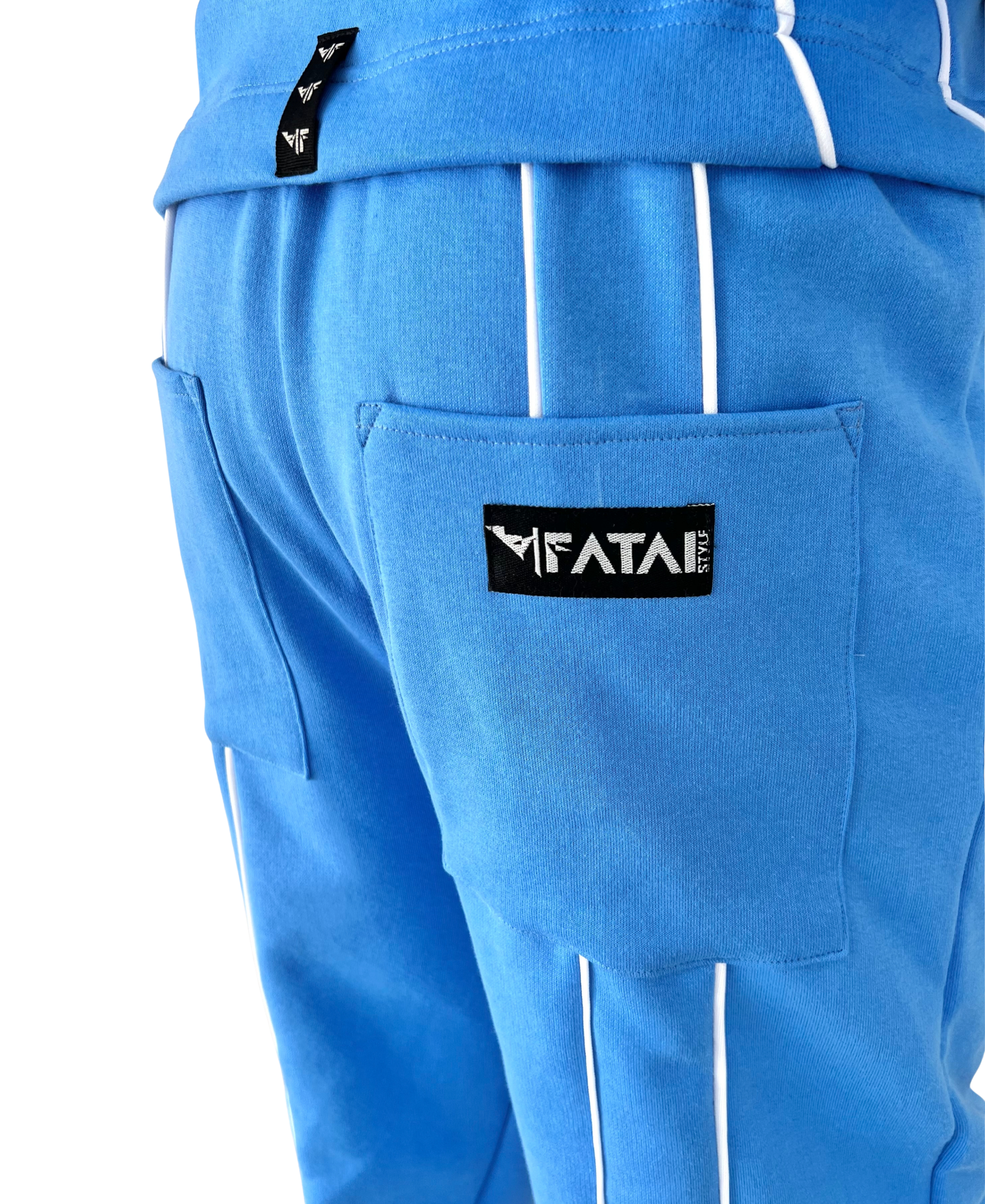 Pantaloni bleu cu detalii albe