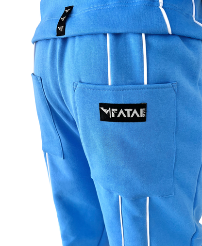 Pantaloni bleu cu detalii albe