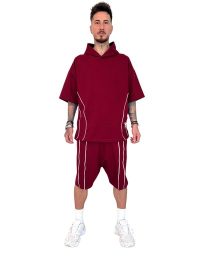 Compleu burgundy cu vipusca alba