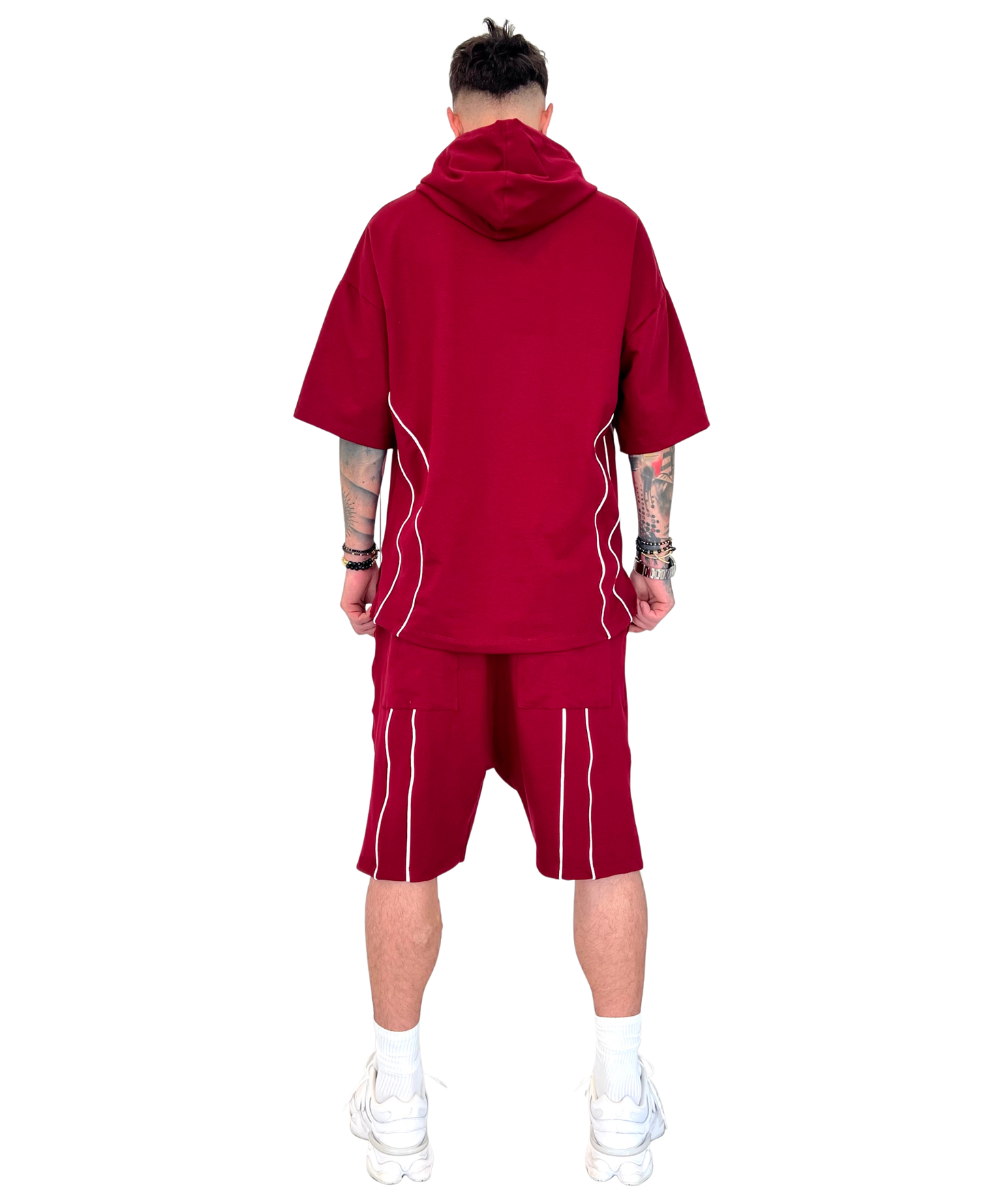 Compleu burgundy cu vipusca alba
