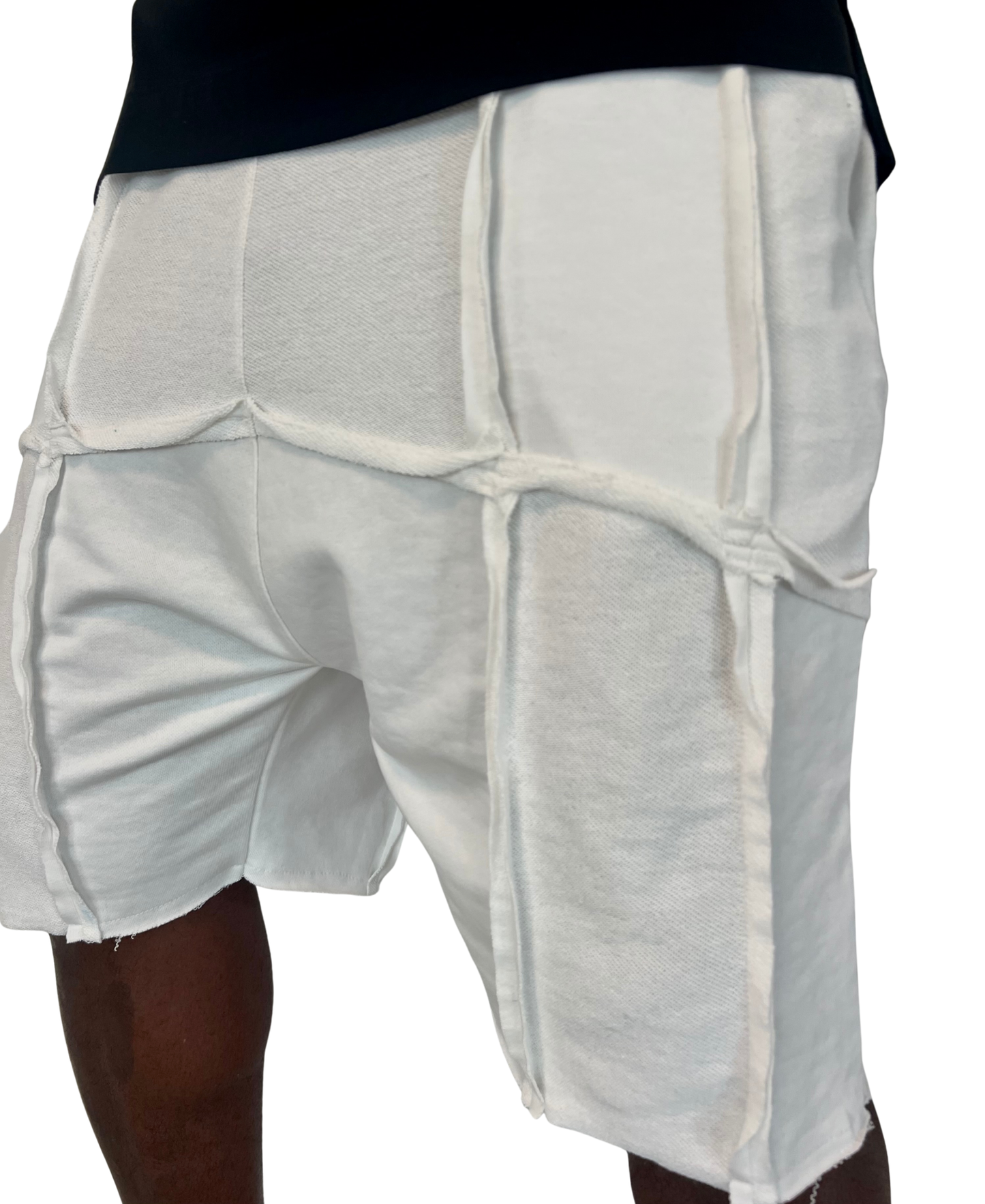 Pantaloni albi cu multiple taieturi