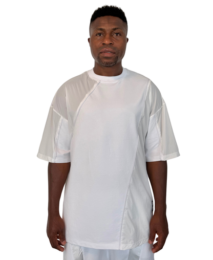 Tricou alb cu detalii din fas si vipusca alba