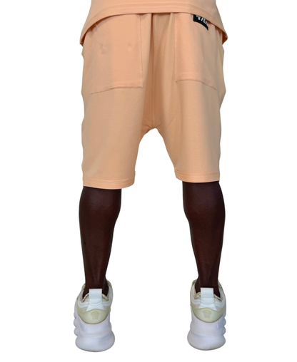 Pantaloni scurti cu diverse cusaturi in nuanta somon