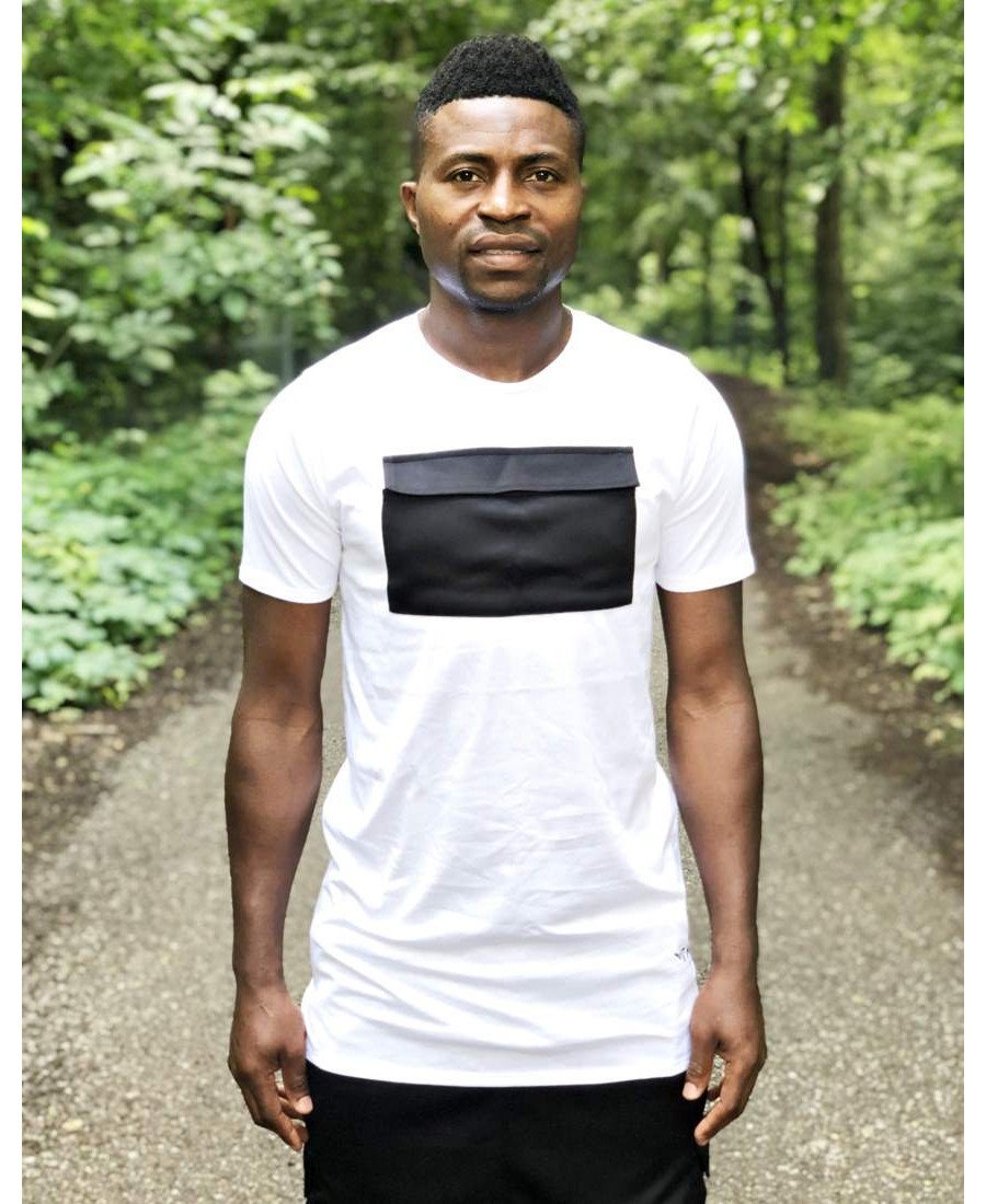 White t-shirt with black pocket - Fatai Style