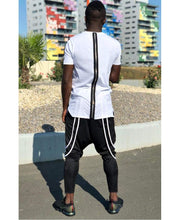 Încarcă imaginea în vizualizatorul Galerie, Black trousers with double white design - Fatai Style
