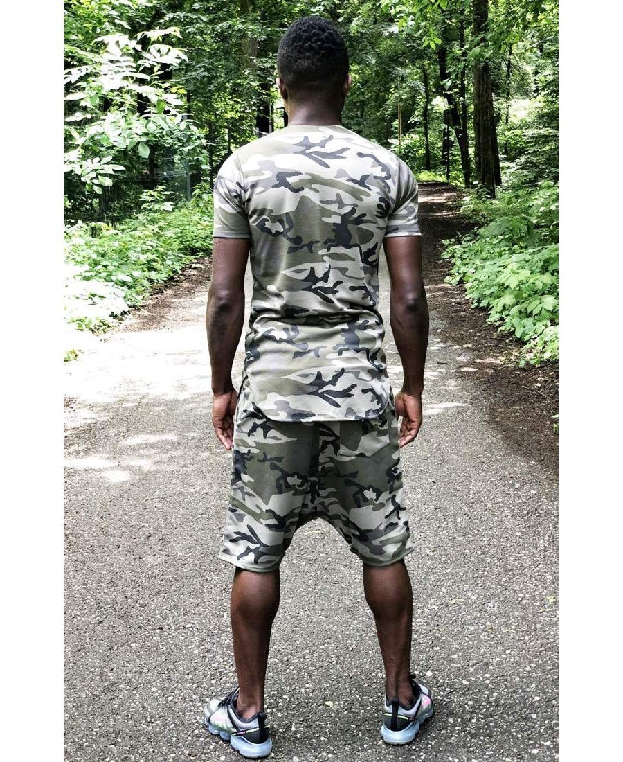 (SET) Tracksuit ''Short Camo with black design'' (t-shirt+trousers) - Fatai Style