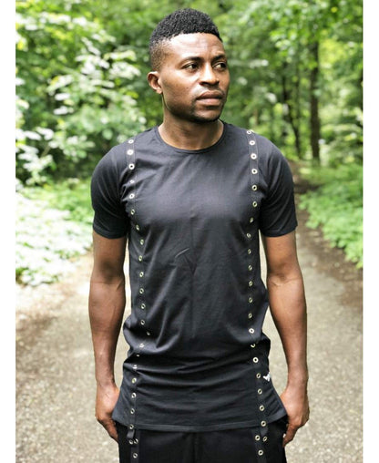 (SET) Tracksuit ''Black with double metal accesories'' (t-shirt+trousers) - Fatai Style