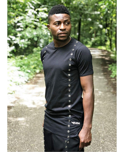 (SET) Tracksuit ''Black with double metal accesories'' (t-shirt+trousers) - Fatai Style