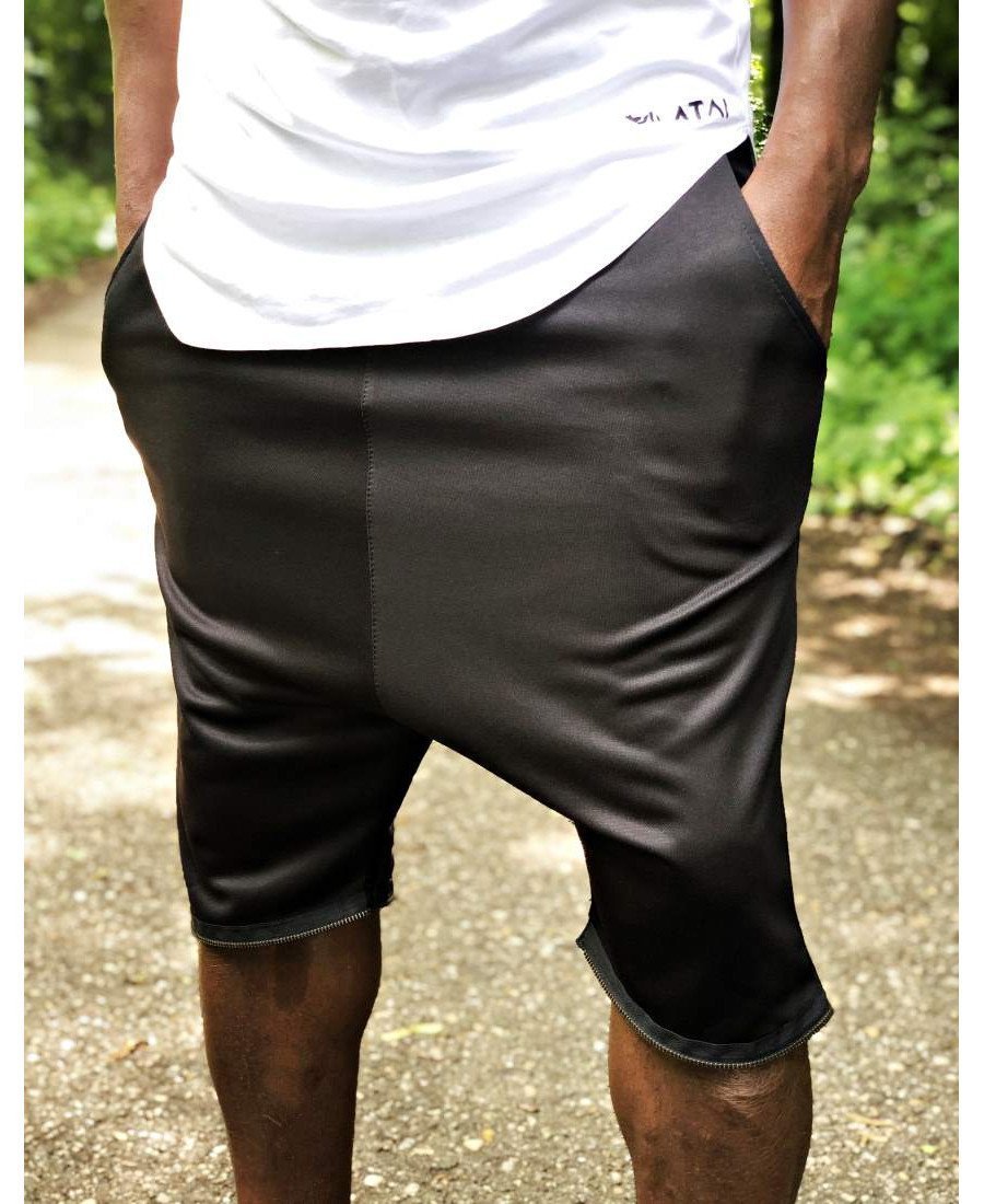 Black Short Trousers with zip design - Fatai Style